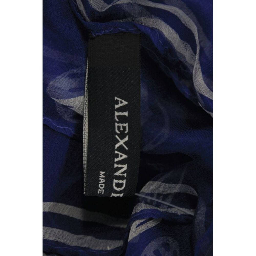 Alexander McQueen Womens Silk Chiffon Skull Pattern Scarf Blue 47.2 x 41 In - Picture 3 of 5